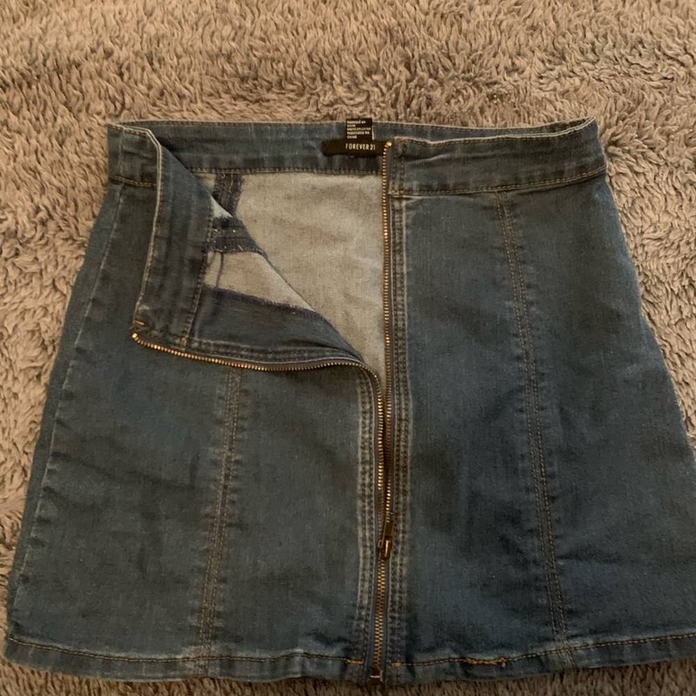 Forever 21 Blue denim zipper skirt